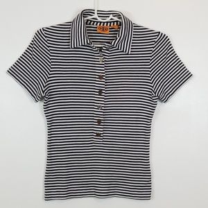 Tory Burch Stripped Black/white Polo Shirt